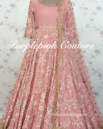 Pink Georgette Base Heavy Embroidered Anarkali