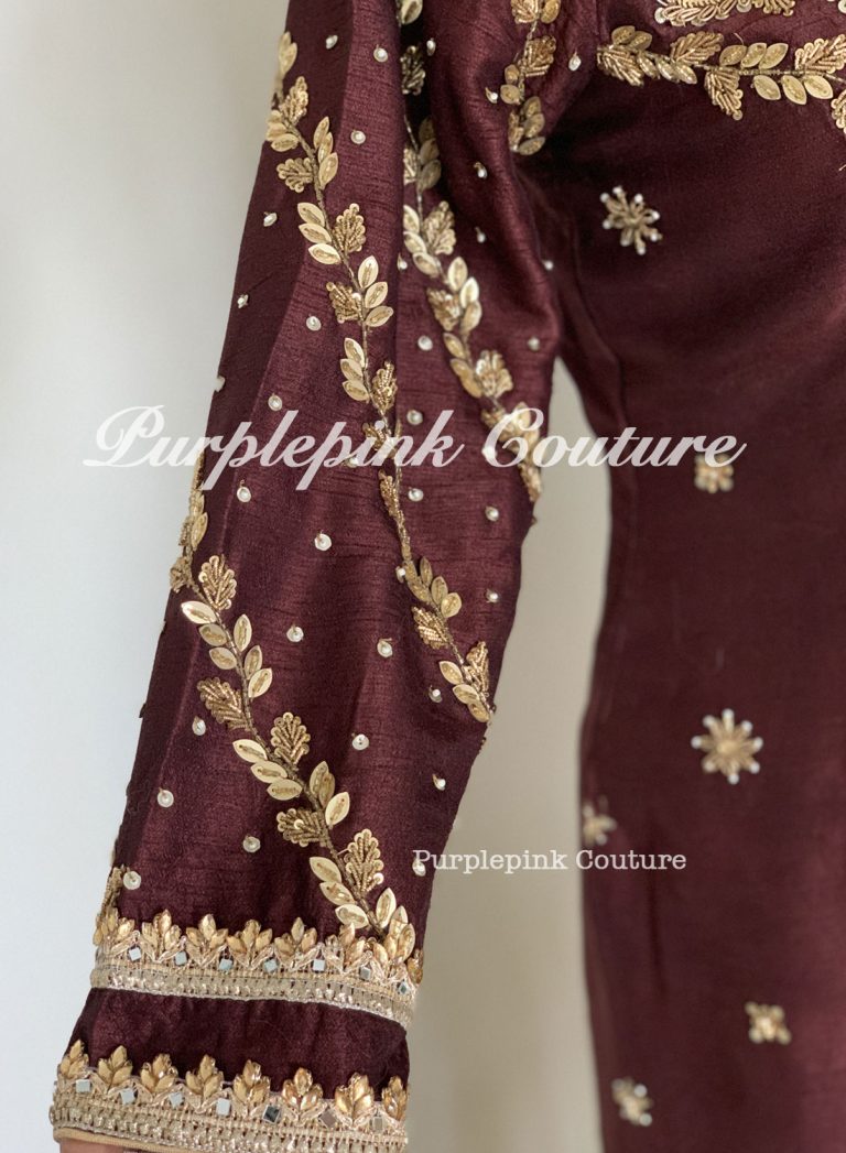 Erum Silk Hand Embroidered Suit Lucknowi Sharara
